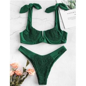 Green Tie Bikini Set